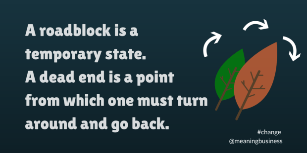 A roadblock is a temporary state. #change #meaningbusiness