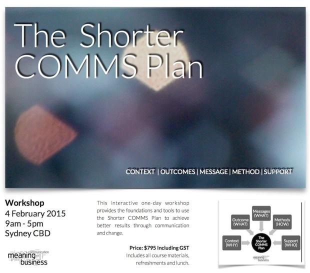 New Workshop to apply the Shorter COMMS Plan is now available.